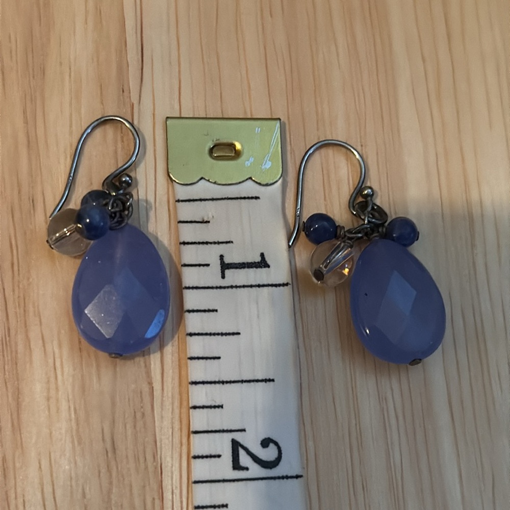 Retired Silpada Blue Sodalite Iolite Pearls Chalcedon Sterling Silver Earrings - Picture 4 of 4
